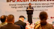 Wagub Aceh Fadhlullah menutup Musda PHRI Aceh di Hermes Palace Hotel Banda Aceh.