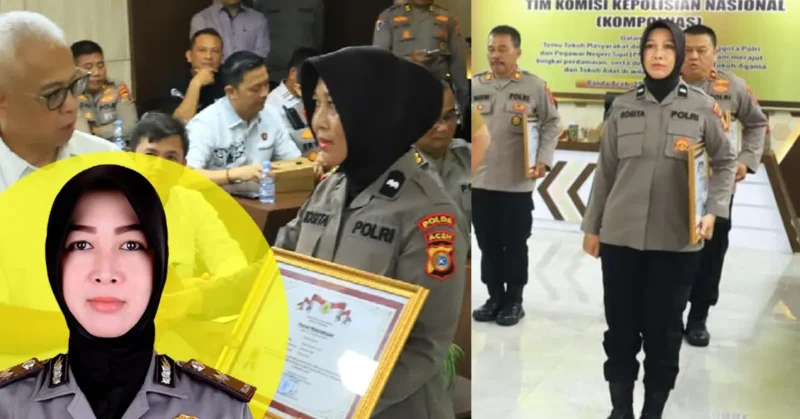Aipda Rosita Rahayu menerima penghargaan Kompolnas di Polda Aceh. (Foto:Dok/Polda Aceh)