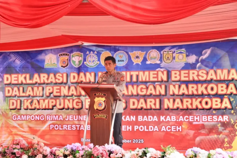 Kapolda Aceh Irjen Pol Marzuki Ali Basyah saat deklarasi Kampung Bebas Narkoba di Aceh Besar. (Foto:Dok/Polda Aceh)