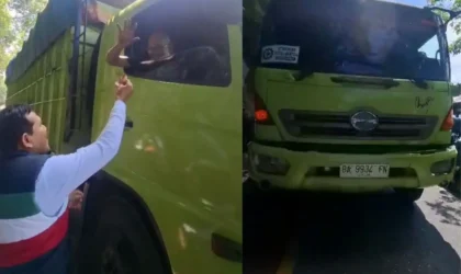 Momen ramah Wakil Gubernur Aceh saat memberi dukungan dan perhatian kepada para sopir truk di Gunung Gurute.