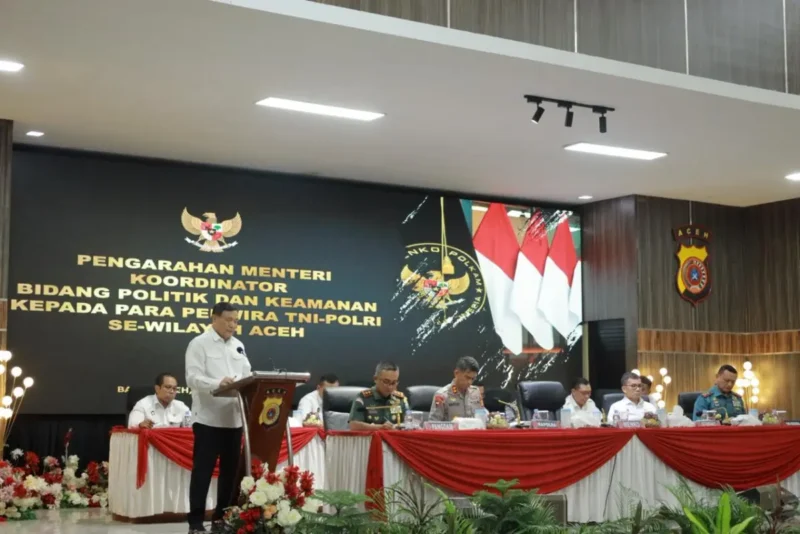 Kapolda Aceh menghadiri pengarahan Menkopolkam RI di Gedung Presisi Mapolda Aceh. (Foto:Arsip Polda Aceh)