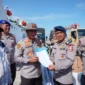 Kapal MV Egon pembawa bantuan logistik dan 220 personel dari Mabes Polri tiba di Pelabuhan Krueng Geukuh, di sambut Kapolres Lhokseumawe AKBP Dr. Ahzan. (Foto:Dok/Polda Aceh)