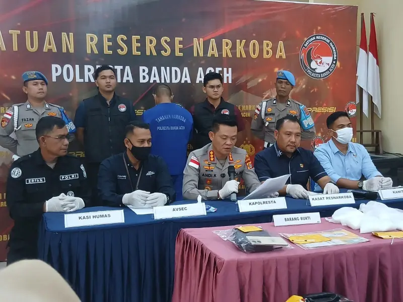 Gelar perkara kasus sabu di Polresta Banda Aceh. (Foto:Dok)