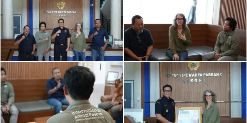 Penyerahan penghargaan YIARI kepada Bea Cukai Langsa. (Foto:Dok Bea Cukai Langsa)