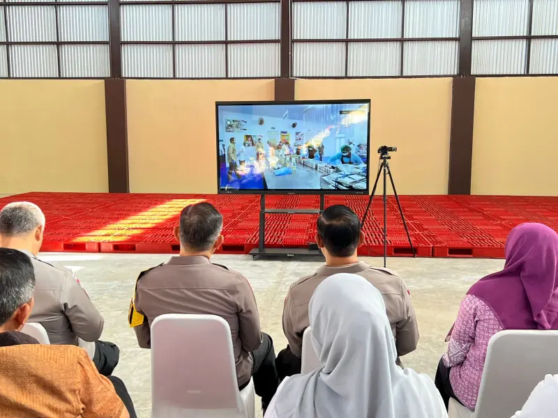 Presiden Prabowo resmikan gudang ketahanan pangan Polda Aceh secara visual. (Foto: Dok/Polda Aceh).