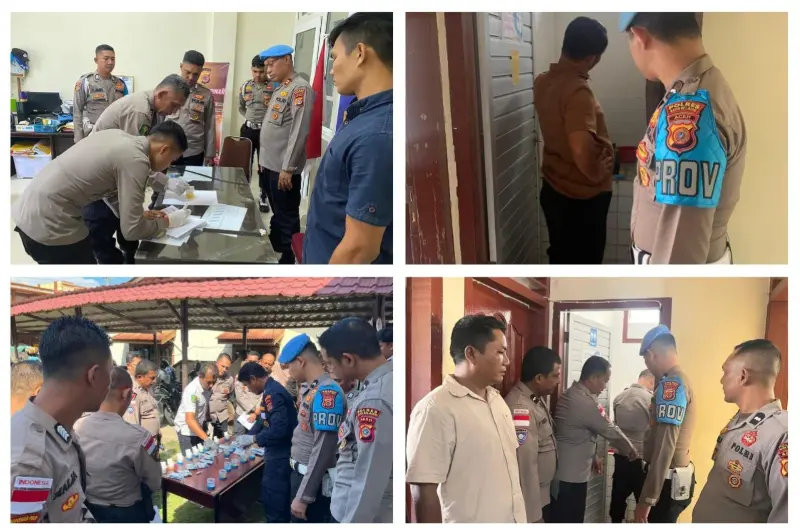 Tes urine personel Polda Aceh. (Foto:Dok Polda Aceh).