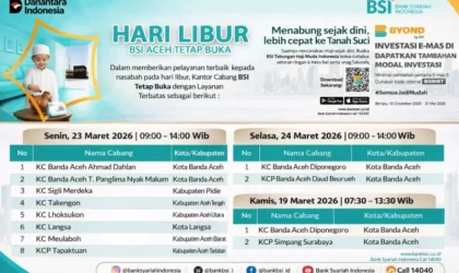 Layanan bsi Aceh selama libur idul fitri