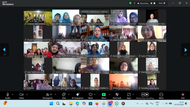 Diskusi Hari Perempuan Internasional, membahas mitigasi bencana ekologis dan berbagi pengalaman tanggap bencana di Sumatera. (Foto: Dok/Ist).