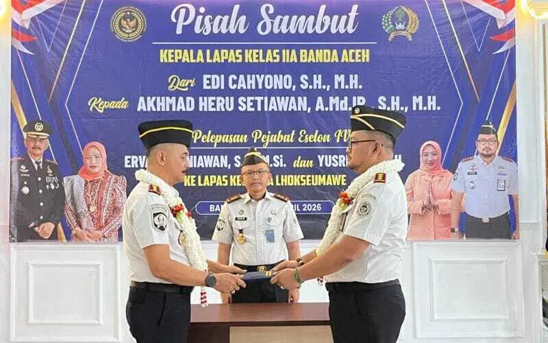 Sertijab Kepala Lapas Kelas IIA Banda Aceh, Akhmad Heru Setiawan resmi menjabat. (Foto:Dok/Humas Lapas Kelas IIA Banda Aceh)