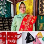 Ema Mutiara Deka, Perajin kasab Aceh menyulam motif tradisional. (Foto:Dok/Ist)