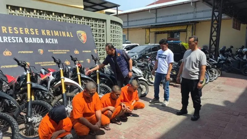 Pasutri penadah motor curian diamankan Polresta Banda Aceh. (Foto:Dok/Polresta Banda Aceh).