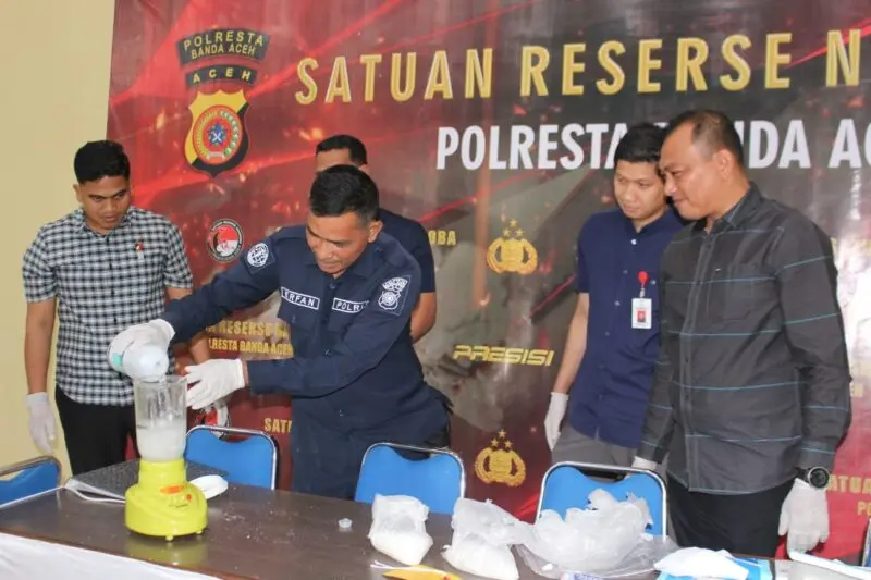Barang bukti narkotika sabu dimusnahkan di Polresta Banda Aceh. (Foto:Dok/Polresta Banda Aceh).