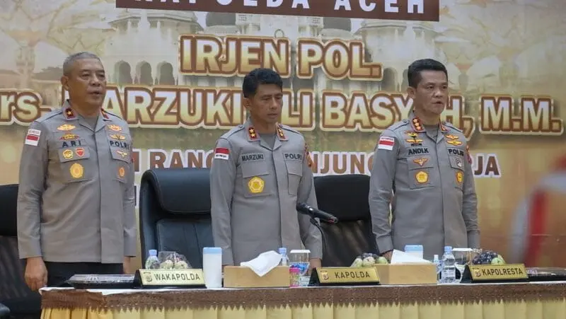Kapolda Aceh Marzuki Ali Basyah kunjungi Polresta Banda Aceh dan tekankan profesionalisme serta pemberantasan narkoba. (Foto: Dok/Polda Aceh)