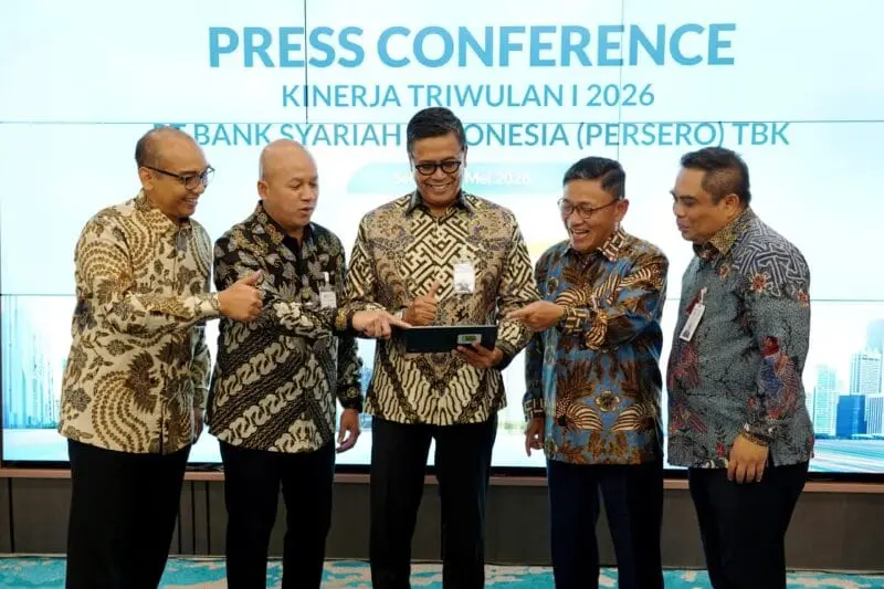 Direktur Utama BSI Anggoro Eko Cahyo memaparkan kinerja Triwulan I 2026 dengan pertumbuhan tabungan dan bisnis emas. (Foto:Dok/BSI)