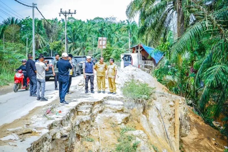 Wakil Bupati Aceh Tamiang, Ismail, mendampingi Wagub Aceh meninjau jalan di Aceh Tamiang. (Foto:Dok/Adpim Pemprov Aceh)