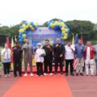 Prof. Marniati launching Akademi Football Spanyol Internasional Deztron di Medan. Pembinaan talenta muda sepak bola Indonesia. (Foto:Dok/Ist)