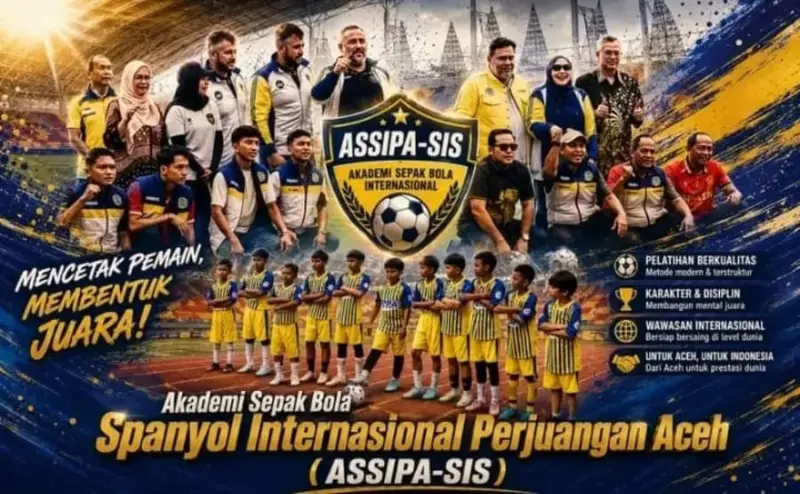 Peluncuran Akademi Sepak Bola Spanyol Internasional Perjuangan Aceh (ASSIPA-SIS) di Stadion Harapan Bangsa Banda Aceh. (Foto:Dok/Ist)