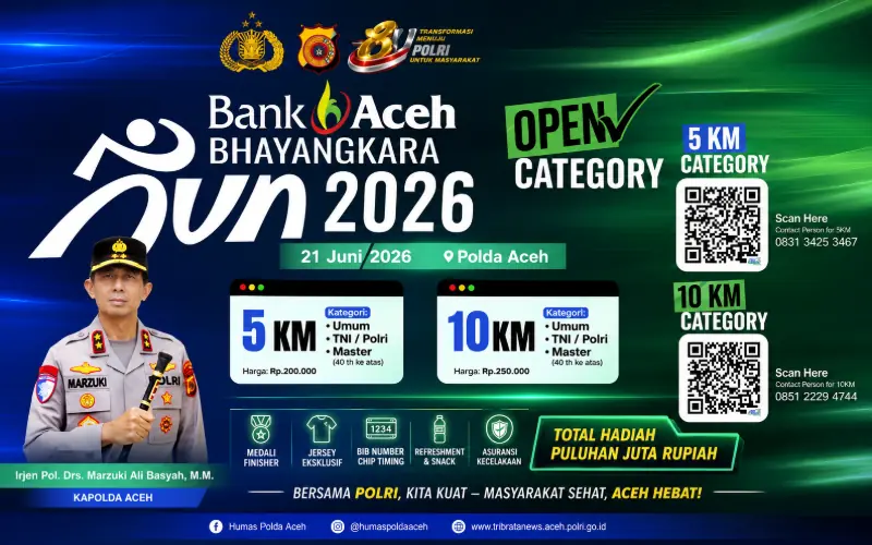 Polda Aceh menggelar Bhayangkara Run menyambut Hari Bhayangkara. (Foto:Dok/Polda Aceh)