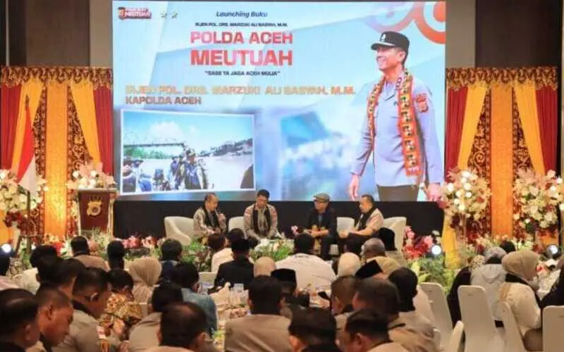 Acara peluncuran buku Polda Aceh Meutuah di BSI Landmark. (Foto:Dok/Polda Aceh)
