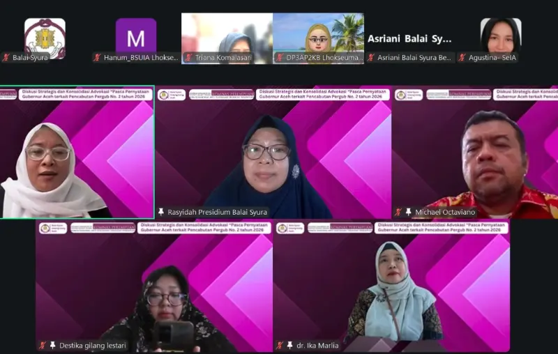 Diskusi Balai Syura Ureung Inong Aceh terkait pencabutan Pergub JKA Aceh. (Foto: Dok/BSUIA)