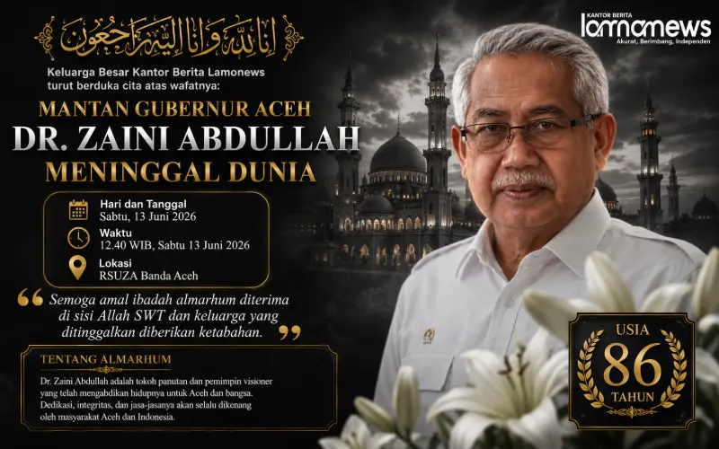 Kabar duka wafatnya Zaini Abdullah tokoh perdamaian Aceh. (Foto:Dok/Ist)