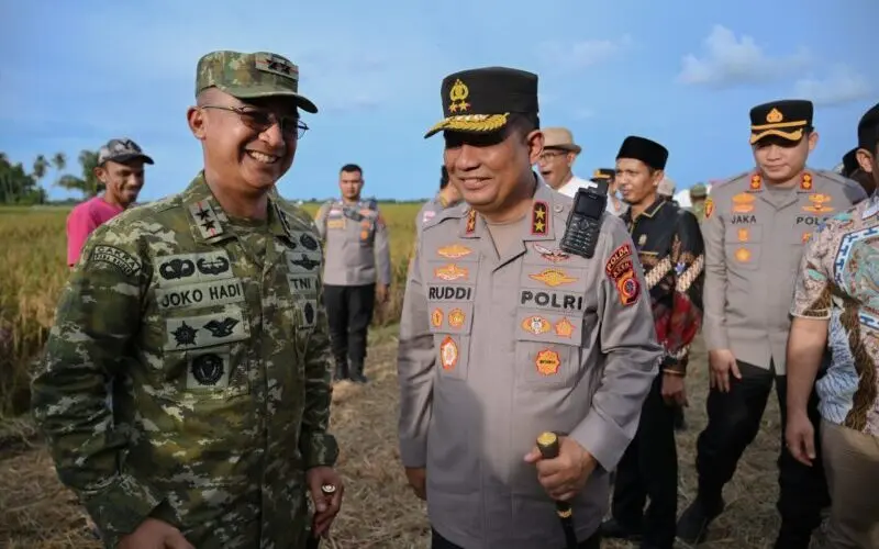 Pangdam Iskandar Muda dan Kapolda Aceh di lokasi Panen Raya Nasional Pidie. (Foto:Dok/Polda Aceh)
