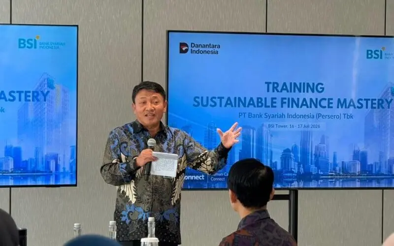 Bob T. Ananta menyampaikan kinerja pembiayaan BSI di Jakarta. (Foto:Dok/BSI)