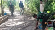 TNI membangun infrastruktur Jembatan Aramco di pedalaman Aceh Selatan.