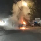 Toyota Fortuner terbakar di Jalan Residence Danubroto Banda Aceh. (Foto:Dok/Ist)