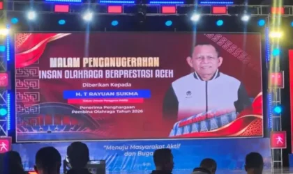 Malam penghargaan olahraga 2026 di Gedung Serba Guna SHB Banda Aceh