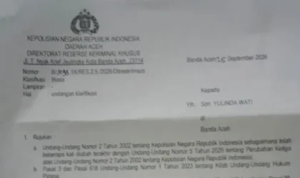 Surat pemanggilan terhadap yulindawati